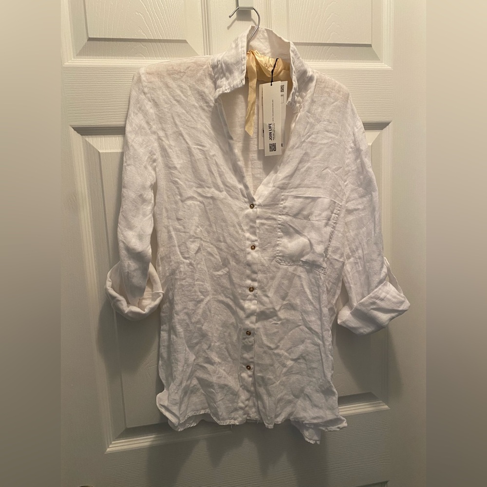 Zara Linen White Blouse